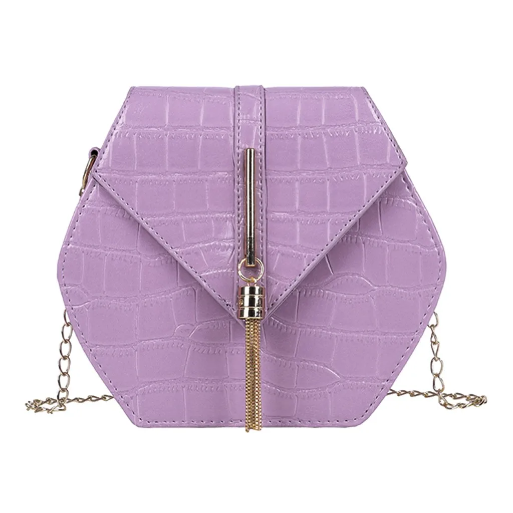 

Crocodile Pattern Crossbody Bags for Women 2022 Small Chain Handbag Retro Hexagon Ladies Hand Bag Designer Evening Bags