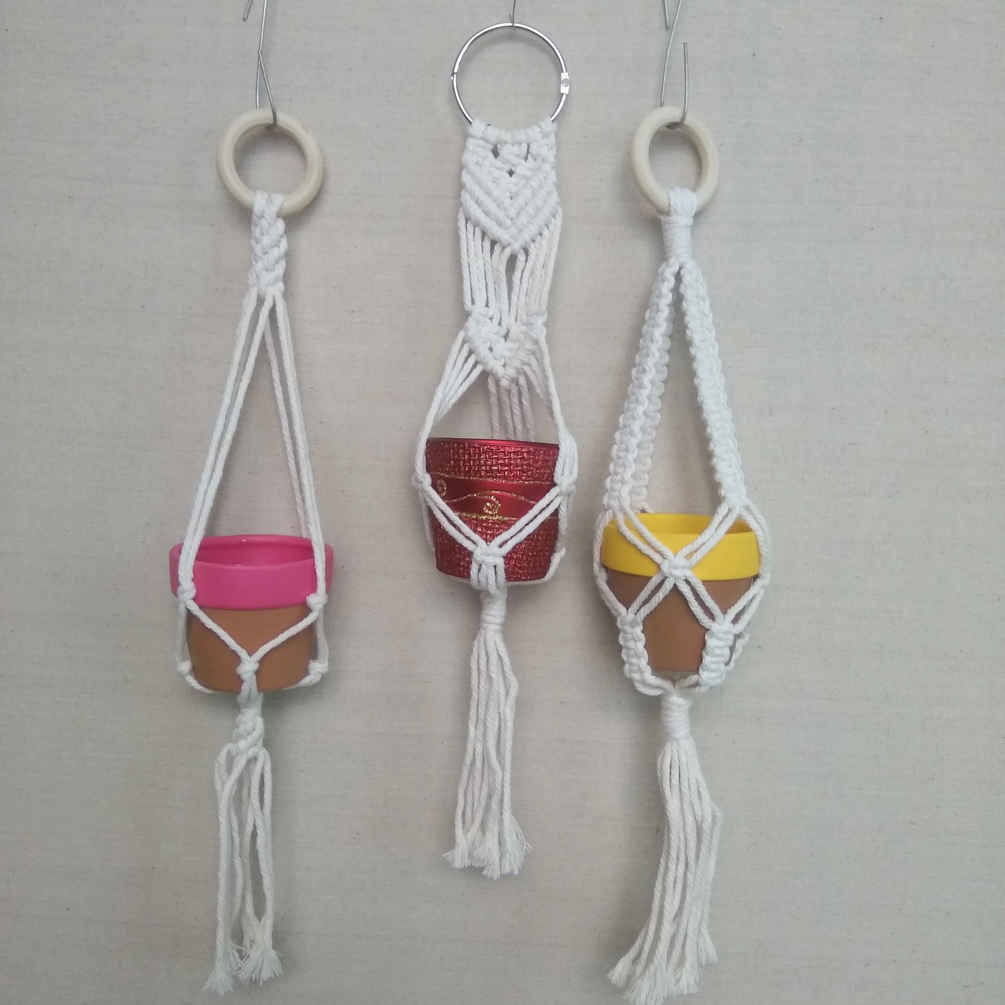 

Mini Macrame Hangers Hanging Planter Wall Art Boho Home Decor 20 Inches Set of 3
