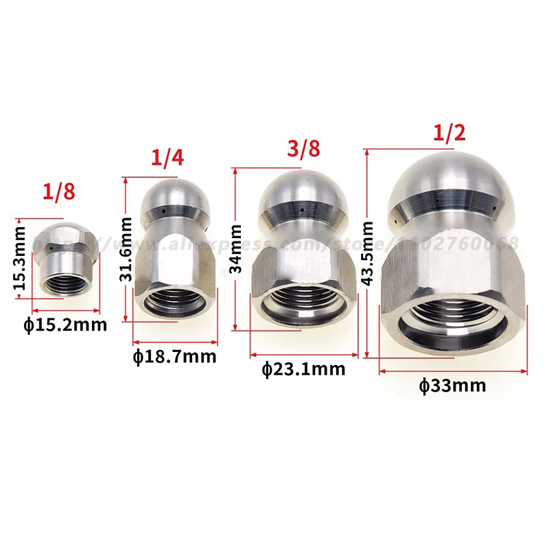 SS304 Насадка для канализации 1/8 дюйма 1/4 3/8 1/2 Сливной шланг очистки труб