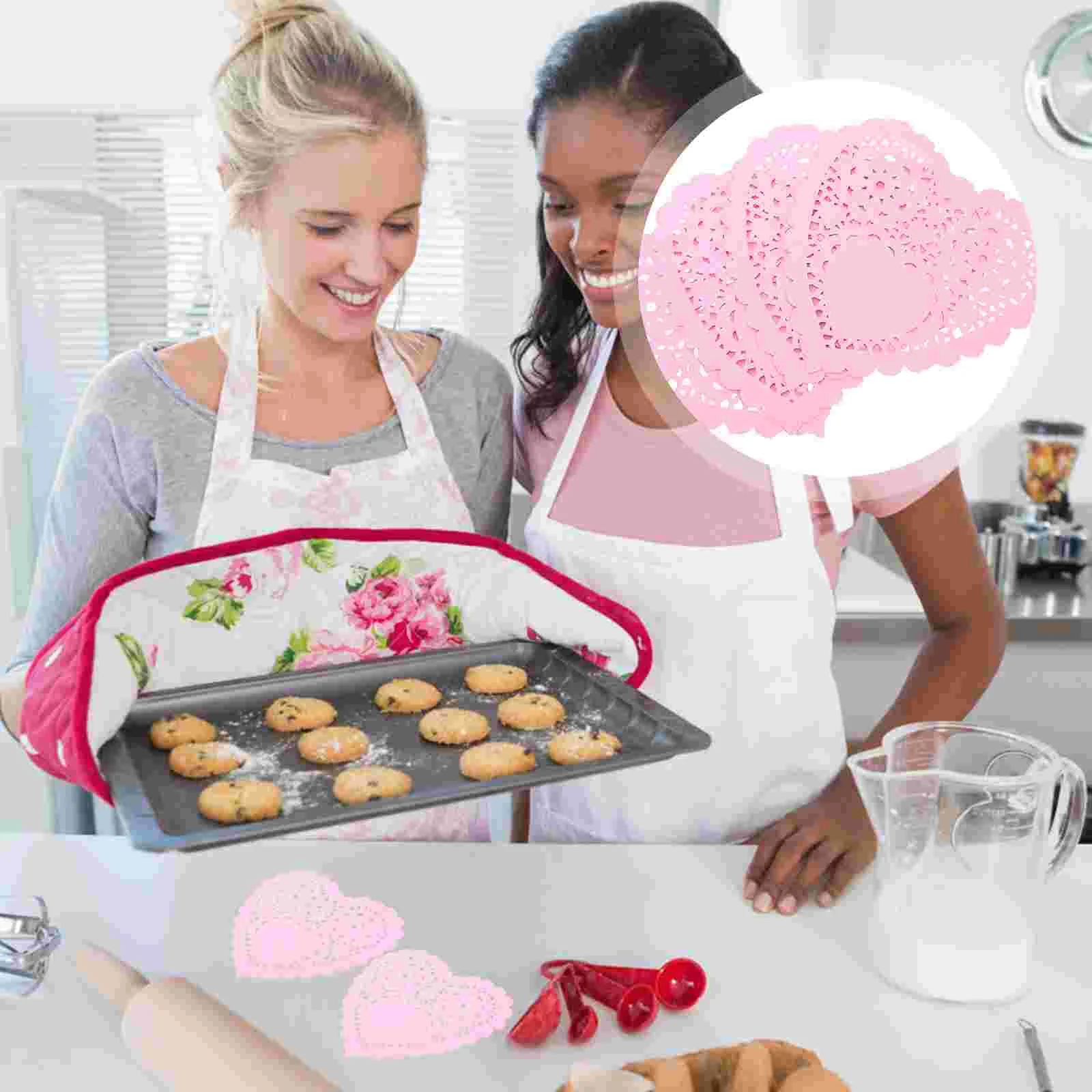 

Doilies Paper Placemats Lace Heartkitchen Bakery Proof Grease Pastry Day Baking Snack Shaped S Valentine Accessories Disposable