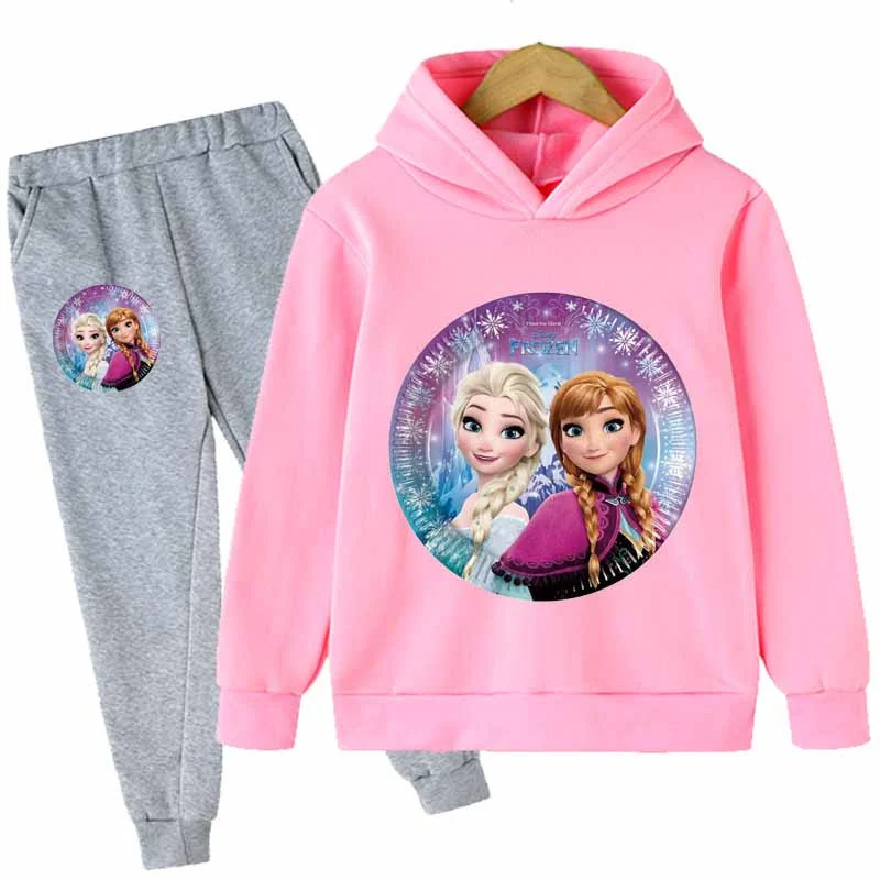 

Girl Cartoon Set Spring Autumn Kids Frozen Sports Hoodie Fashion Toddler Elsa Clothes Little Girls Princess Aisha Two-piece Sets