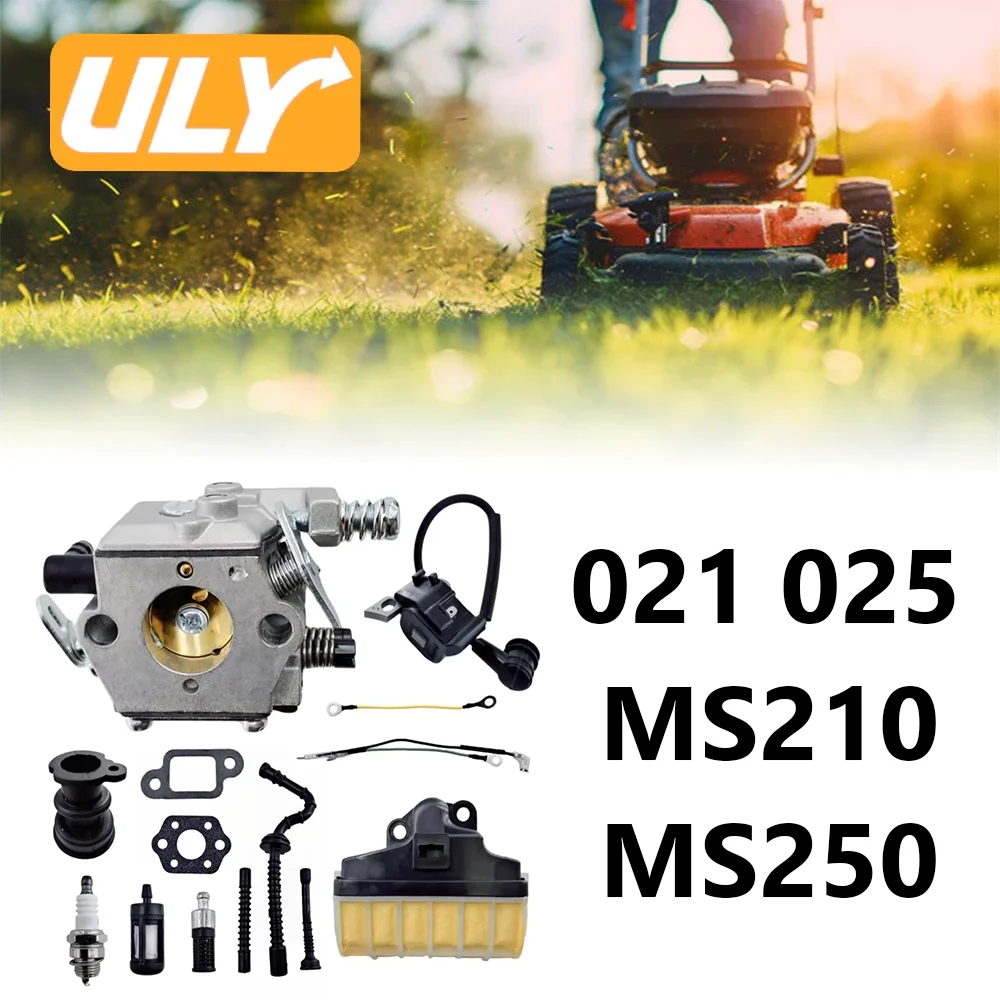 Фото Комплект для замены и настройки карбюратора для бензопил Stihl 021 025 MS210 MS250 с воздушным фильтром, катушкой зажигания и топливным шлангом 1123 160 1650 №1