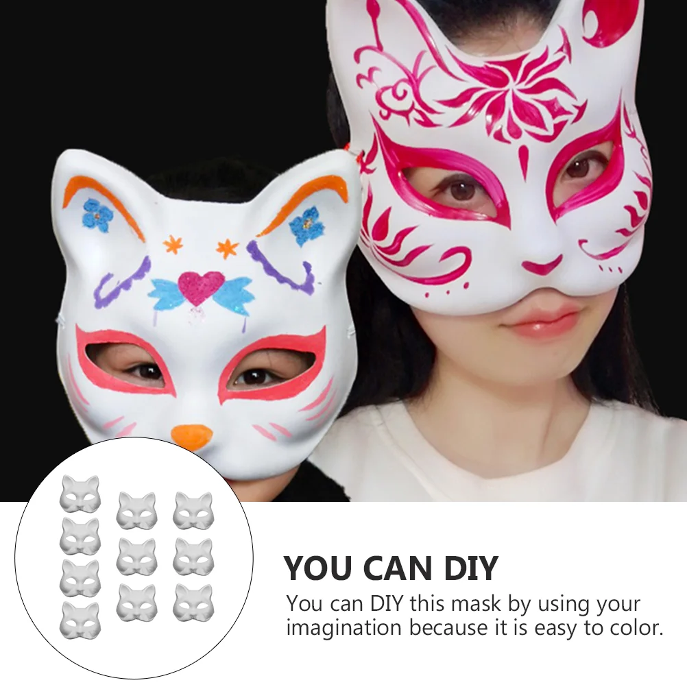 8 Pcs Prom Outfits Men Pulp Blank Mask Paintable Animal Masquerade Cat Cosplay Prop Fox 18X17X6CM Props White Paper Lovers images - 6