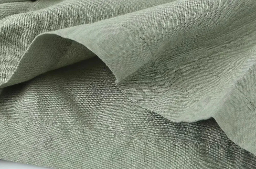 TRAF Shorts Women Fashion Side Patch Pockets Linen Wrap Shorts Skirts Vintage High Waist Zipper Fly Female Skorts pants Mujer