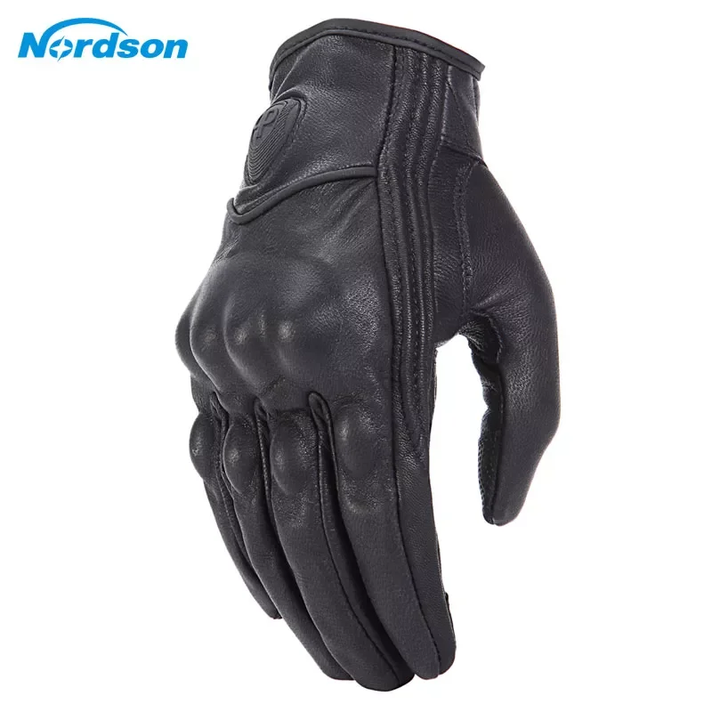 

Nordson Retro Motorcycle Gloves Leather Winter Full Finger Waterproof Men Women Motocross Gloves Protective Gears Moto Glove