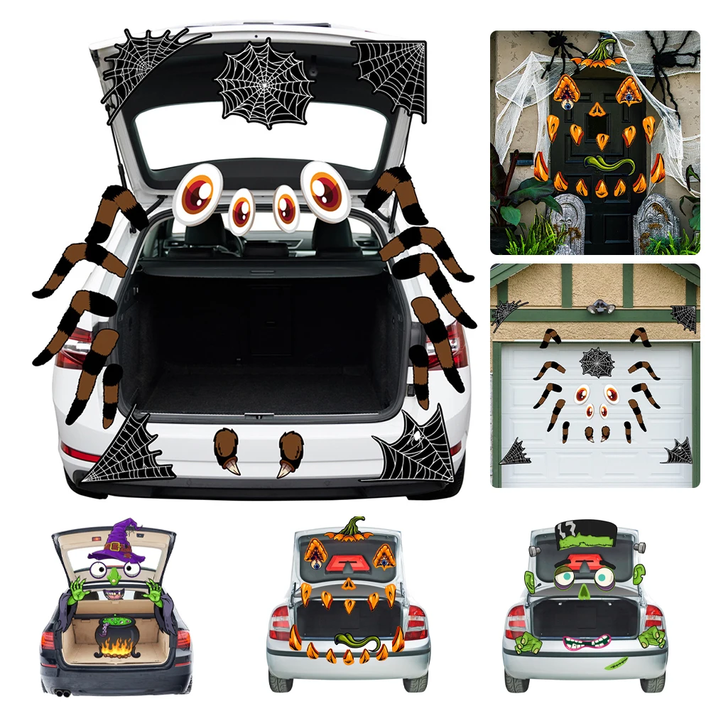 

Fashionable Car Decoration Monster Face Sticker Spider Witch Pumpkin PVC Car Decals For Garage Door Arch Family Patio Car Window