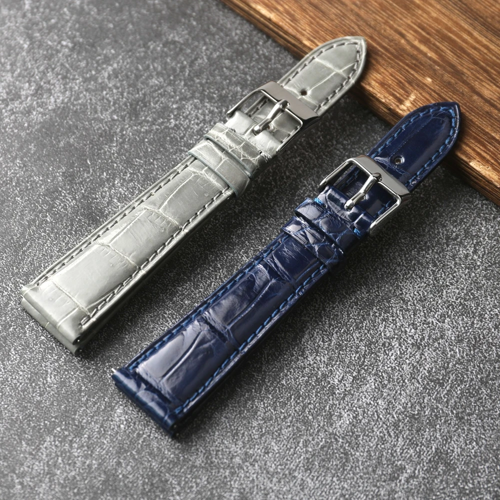 Ремешок ручной работы из американской кожи аллигатора 20 мм быстросъемный мягкий