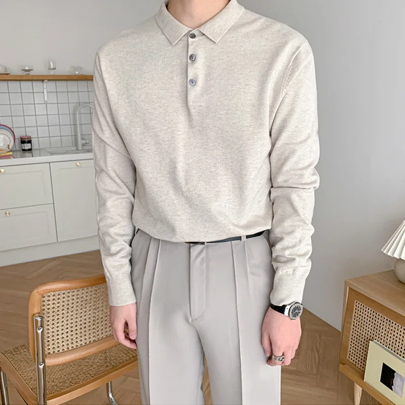 2022 Long-sleeved Polo Shirt Men's Spring and Autumn Knitted Light Familiar Style Men's Short-sleeved Loose Lapel Casual T-shirt