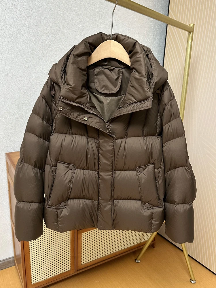 2024 новая ультралегкая теплая куртка-пуховик с капюшоном женская толстая парка