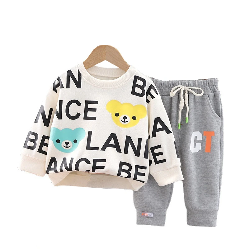 

New Spring Autumn Fashion Baby Clothes Children Boys Girls Letter T-Shirt Pants 2Pcs/Sets Toddler Active Costume Kids Tracksuits