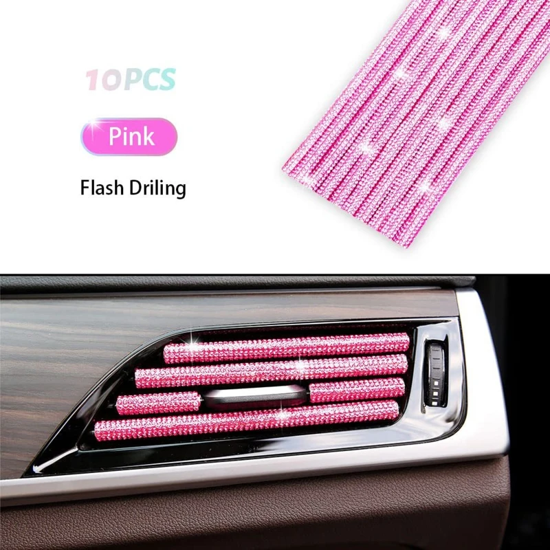 

10 Pcs Crystal Car Decoration Air Vent Outlet Cover Styling Universal Fit