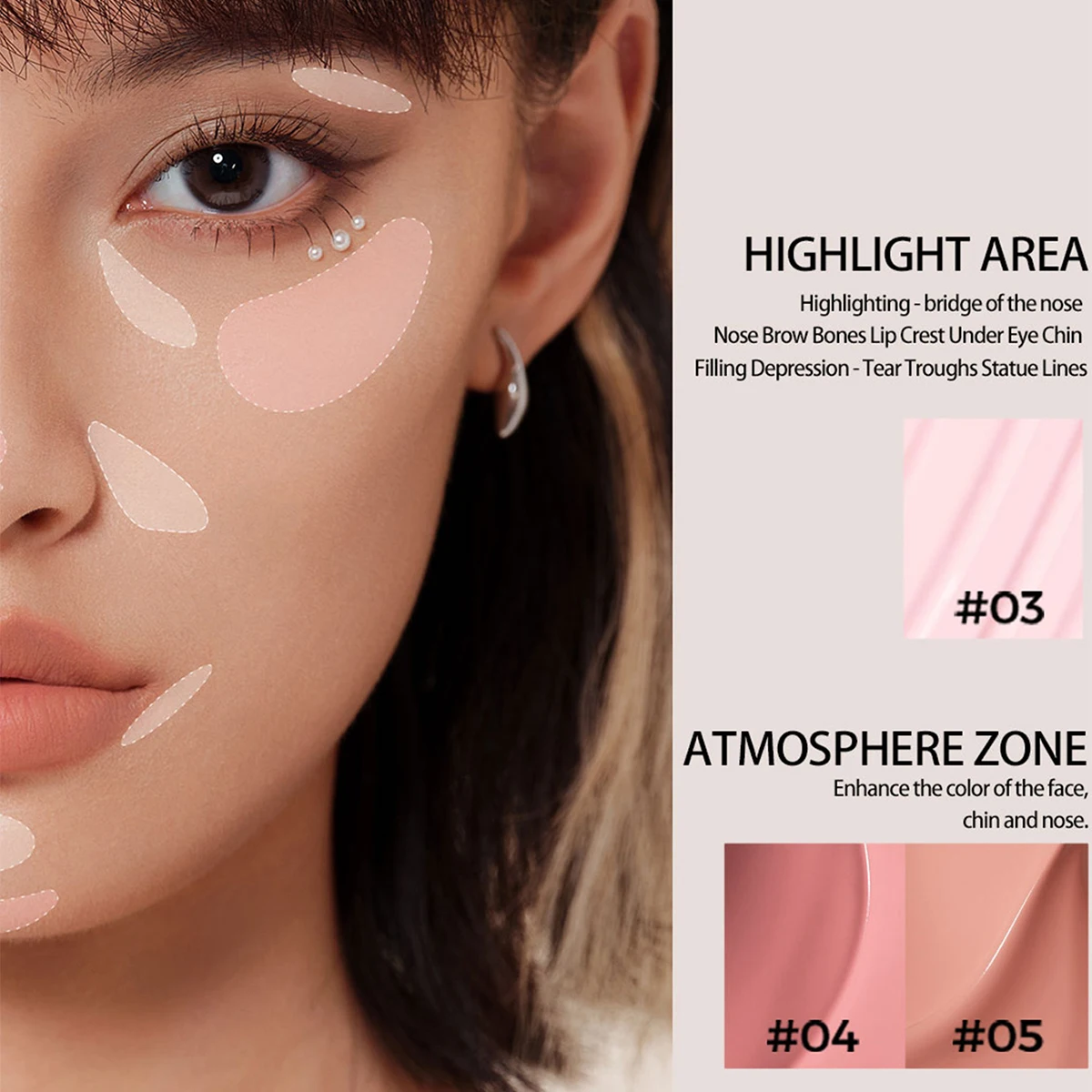 Фото Жидкий контурирующий консилер Little Ondine High Gloss Stick: осветляющий, матовый, для 3D-эффекта и коррекции контура носа №3