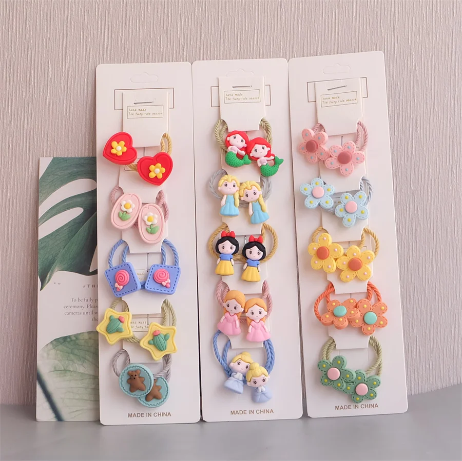 

Cute Princess Ponytail Holder Rubber Bands For Baby Girls Kids Cartoon Hair Ropes Flower Headwear Children Hair Accessories 2022