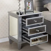 Bedroom nightstand minimalist modern mirrored light luxury bedside table small storage cabinet American glass furniture