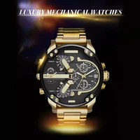 mens sport watch with large dial stainless steel analogue quartz watch fashionable luxury casual and business watch for men