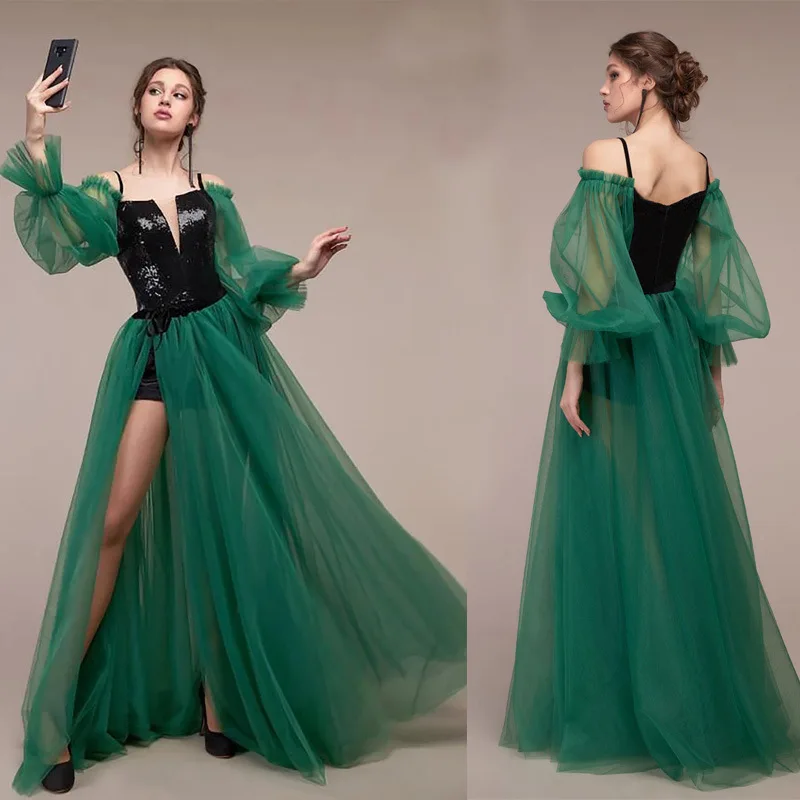 Fashionable and elegant Prom Dresses Long Sleeve Off the Shoulder Princess Dress 2022 Tulle Lace-up Formal Evening Party Dresses