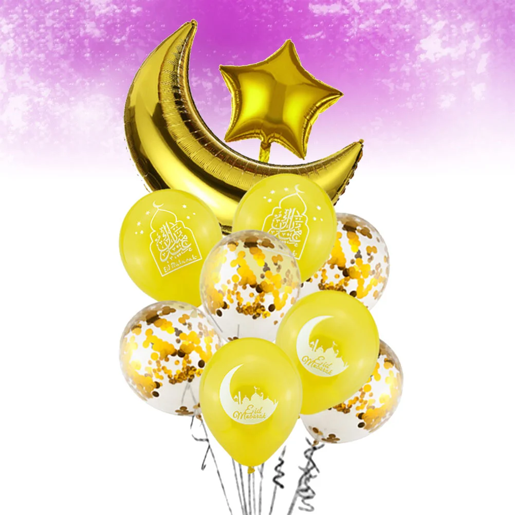 

Balloons Ramadan Eid Mubarak Balloon Muslim Latex Decorations Moon Islam Kareem Printing Glitter Set Aluminum