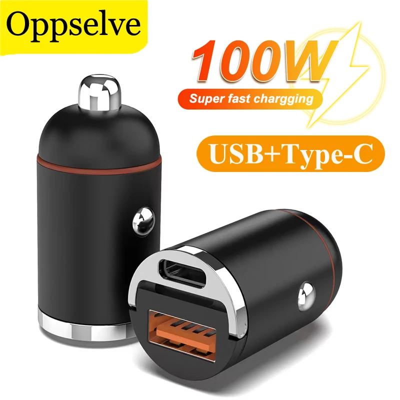 

Mini Pull Ring Car Charger 100W USB Fast Charging QC3.0 Type C PD Quick Phone Charger For iPhone Xiaomi Samsung Huawei OnePlus