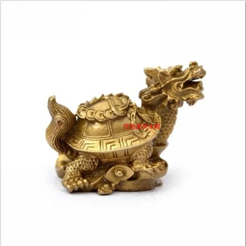 China fengshui bronze brass dragon turtle Tortoise wealth luy longevity statue metal handicraft