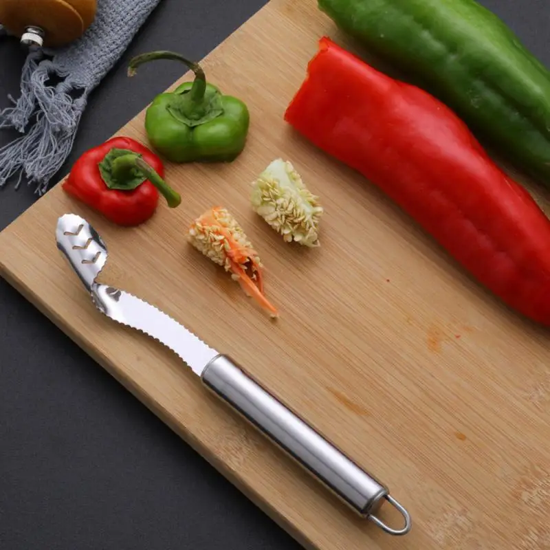 

Mirror Polishing Chili Corer Tail Hanging Hole Pepper Digging Tool Easy To Clean Convenient Seed Digger Corer Portable