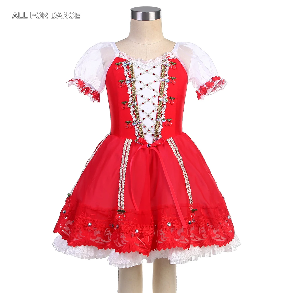 24037 Новые балетные костюмы с короткими рукавами красные танцевальные из