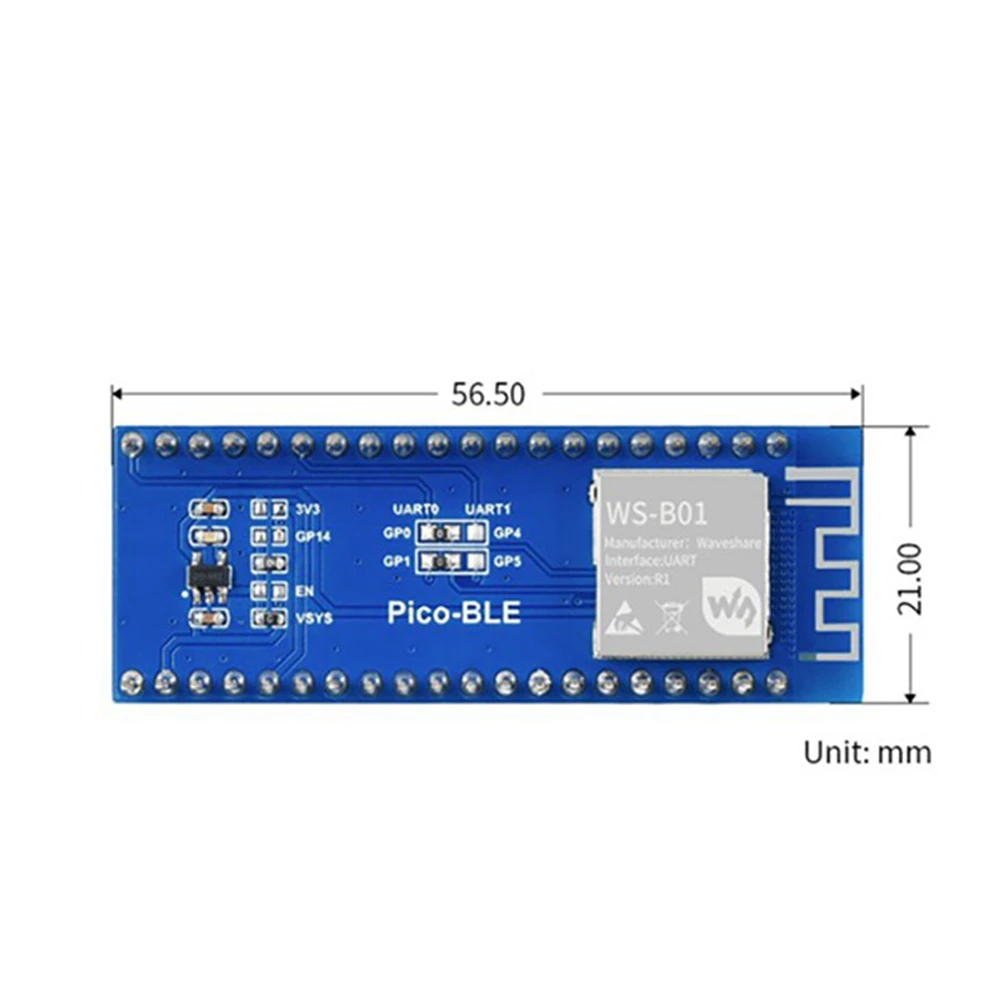 

Плата расширения Waveshare Pico-BLE Pico Bluetooth для Raspberry Pi, двухрежимный беспроводной модуль Bluetooth 5,1 SPP и BLE