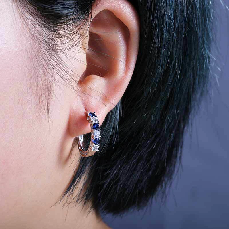 

New Arrival Fashion Women Hoop Earring Dazzling Blue Cubic Zircon Elegant Female Accessories Gifts Earrings Jewelry