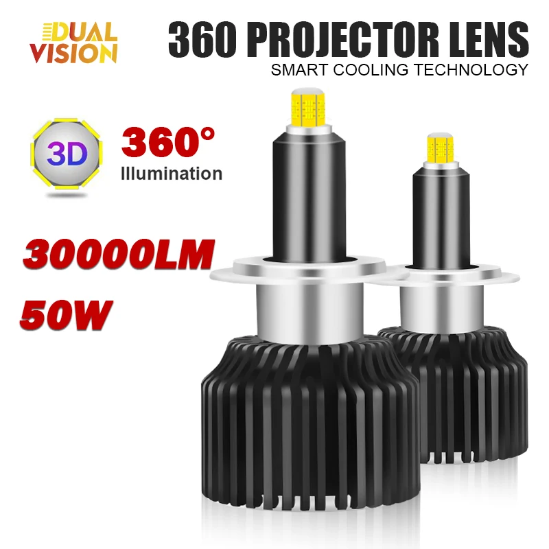 

H7 LED Canbus 360 6000K Car Headlight Bulb H1 H11 H8 HB3 9005 HB4 9006 9012 HIR2 Led Auto Lamp 12 Sides CSP 30000LM Hi/Low Beam