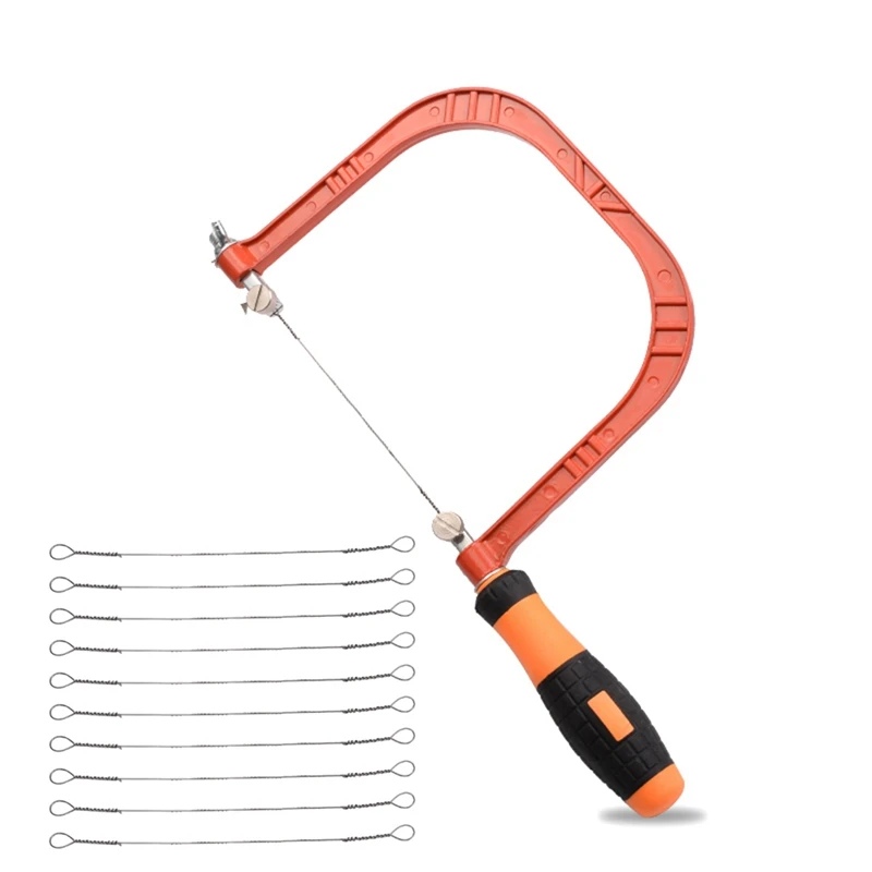 

TOP 5Inch Fret Saw Woodworking Hand Coping Saw With Extra 10Pcs 130Mm Blades DIY Shape Cutting Tool