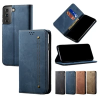 leather wallet case for galaxy s22 s21fe s20 ultra s10 plus a82 a22 a42 a32 a12 a52 a72 a51 a71 a50 etui denim pattern cover
