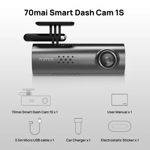 70mai Dash Cam 1S Автомобильный видеорегистратор Wi-Fi 1080P HD ночного видения G-сенсор Автомобильная камера Видеорегистратор Автомобильный монитор с голосовым управлением на английском языке