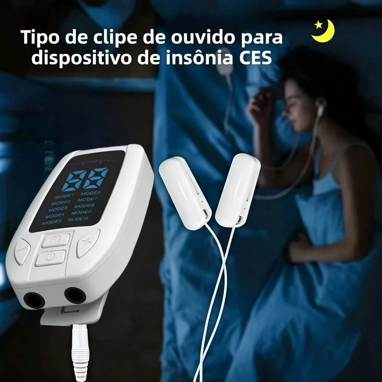 Фото Устройство CES 2 в 1 с зажимом для ушей для краниальной электростимуляции при бессоннице, тревожных расстройствах и мигрене, быстродействующее. №3