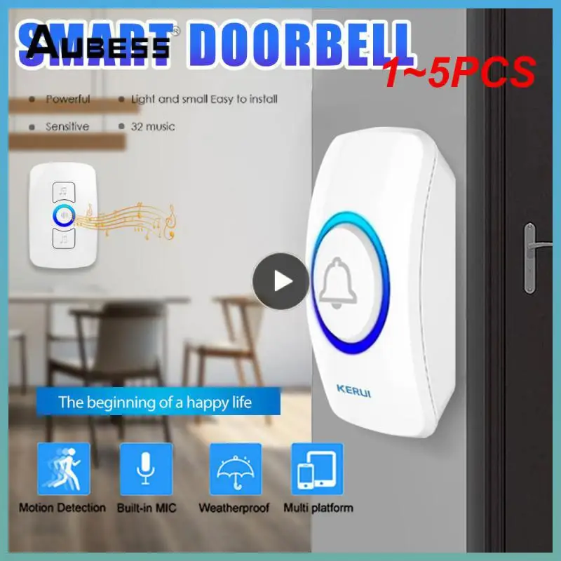 

1~5PCS Home Wireless Doorbell 433Mhz Welcome Friend Smart Doorbell 150Meters Long Distance 32 Songs 4 Level Volumes Door Chimes