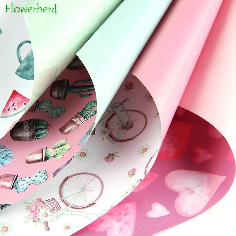 

50X70cm Cute Cactus Rose Heart Craft Paper DIY Bike Gift Wrapping Paper Birthday Gift Box Packing Tissue Scrapbook Origami Paper