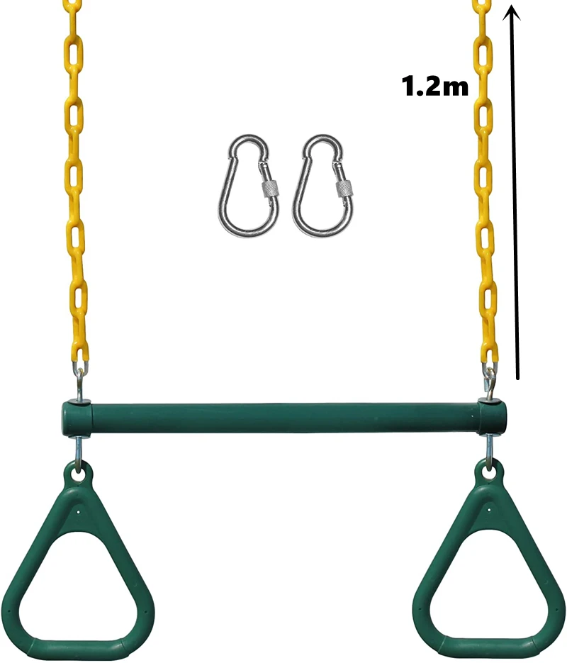 Trapeze Swing Bar for Backyard Monkey Bars & Accessories Include Heavy Duty Chain with Locking Carabiners Outdoor Play Equipment