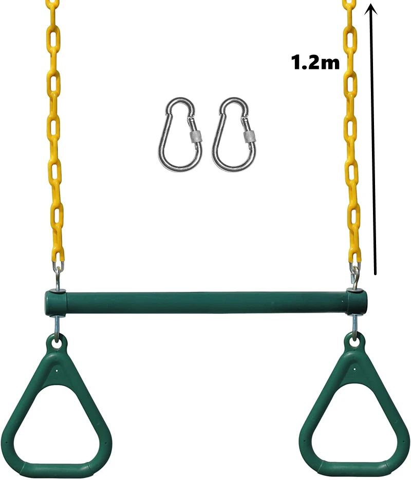 

Trapeze Swing Bar for Backyard Monkey Bars & Accessories Include Heavy Duty Chain with Locking Carabiners Outdoor Play Equipment