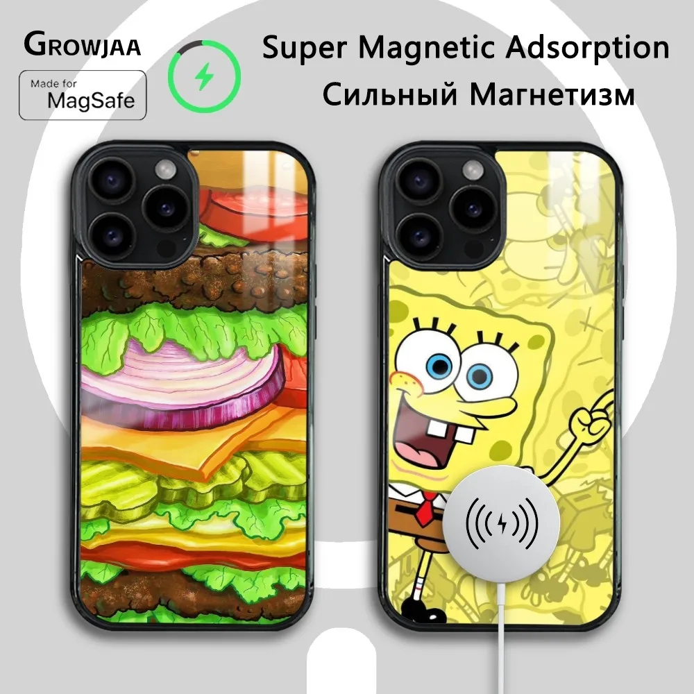 Чехол для телефона с рисунком S-pong-B-Bob iPhone 16 15 14 13 12 11 Pro Max Plus Mini Magsafe Mirror