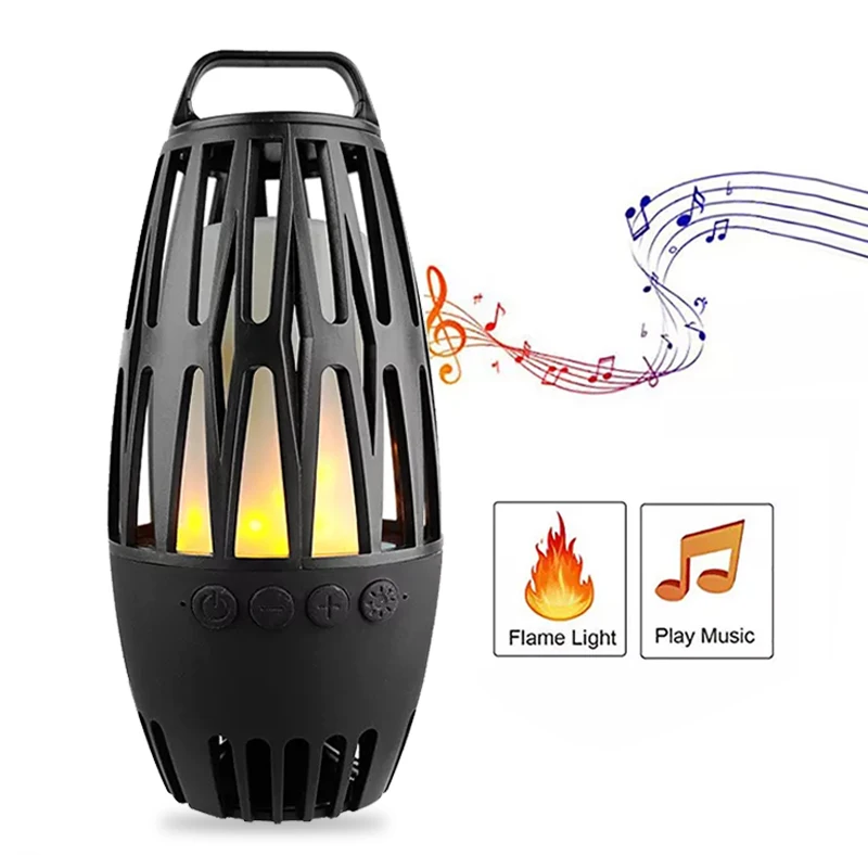 Wireless Speaker LED Flame Light Portable Loudspeaker Bluetooth Music Player Outdoor Flames Atmosphere Lamp For Camping Desktop