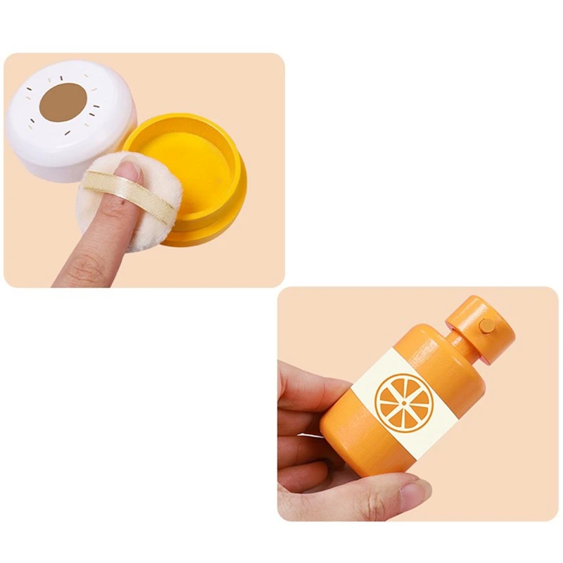 Wooden Candy Cosmetic Box Simulation Eye Shadow Lipstick Makeup Play House For Girls Role Dressing Toys
