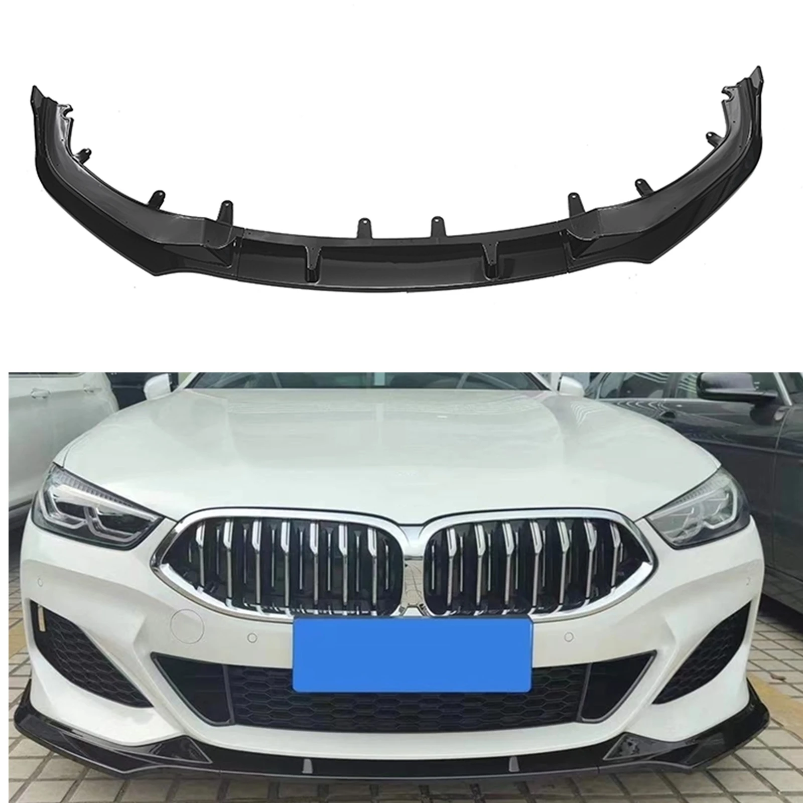 

For BMW 8 Series G14 G15 G16 2018-2021 840i Front Bumper Spoiler Lip Gloss Black Car Lower Body Kit Guard Plate Splitter Blade