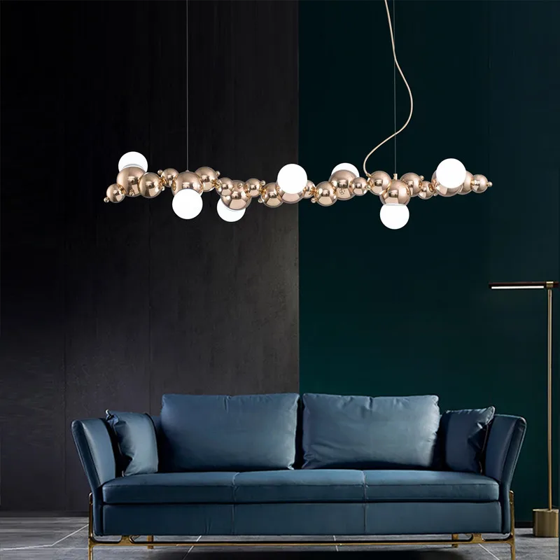 

New Nordic Restaurant Led Chandelier Light Luxury Art Living Room Creative Personality Long Dining Table Bar Lamp Deco Fixture