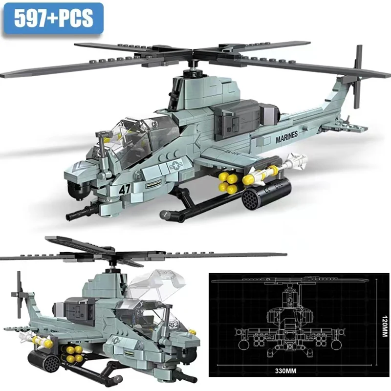 

597pcs Airplane Helicopters Plane Aircraft Model Building Blocks Bomber Army SWAT Police Gunship Construction Toys