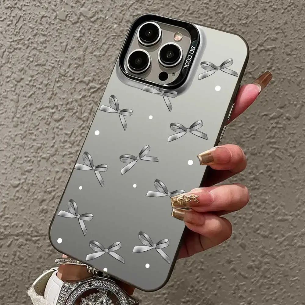Чехол для Motorola Moto G04 G14 G84 5G G10 G20 G30 G04S G24 G34 G13 G23 G53 G22 E32S E22i Butterfly Knot Silver IMD телефона
