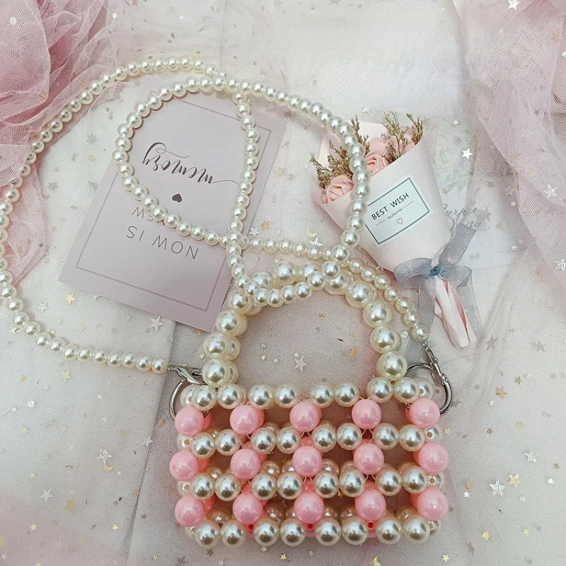 

Children's Mini Clutch Bag Cute Candy Color Pearl Crossbody Bags for Women Girls Small Coin Pouch Kawaii Kids Purse Tote Bag