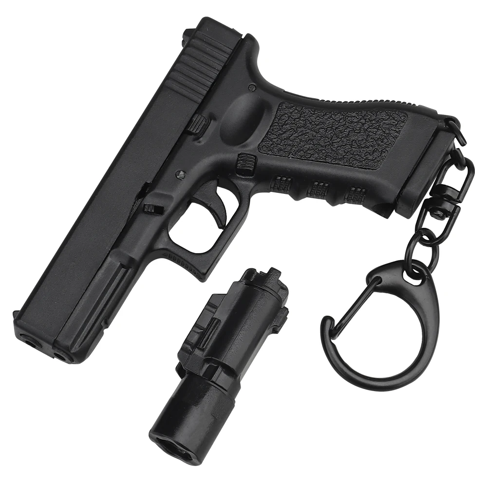 

G17 Keychain Tactical Mini Pistol Shape Keyring G17 Model Keychain Gun Weapon Decorations with Detachable Flashlight Magazine