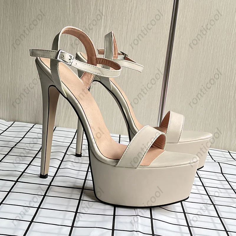 Сандалии Ronticool женские на шпильках ПУ кожа матовые пикантные Туфли с круглым