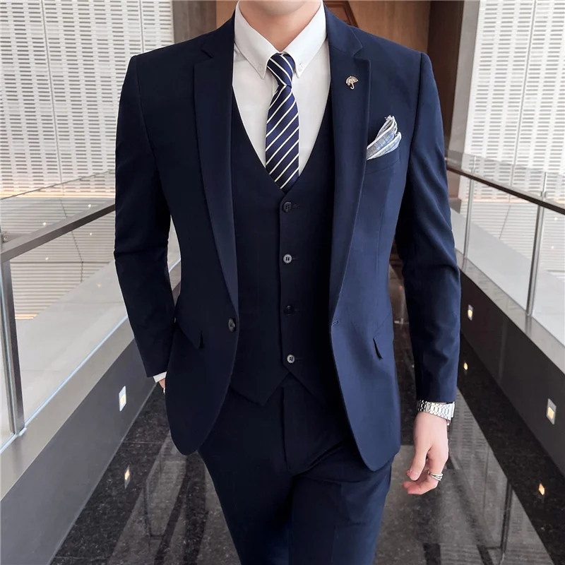 

Свадебный костюм корейский мужской вариант из трех частей деловой Тонкий и профессиональный официальный костюм для жениха Брендовое платье для шафера