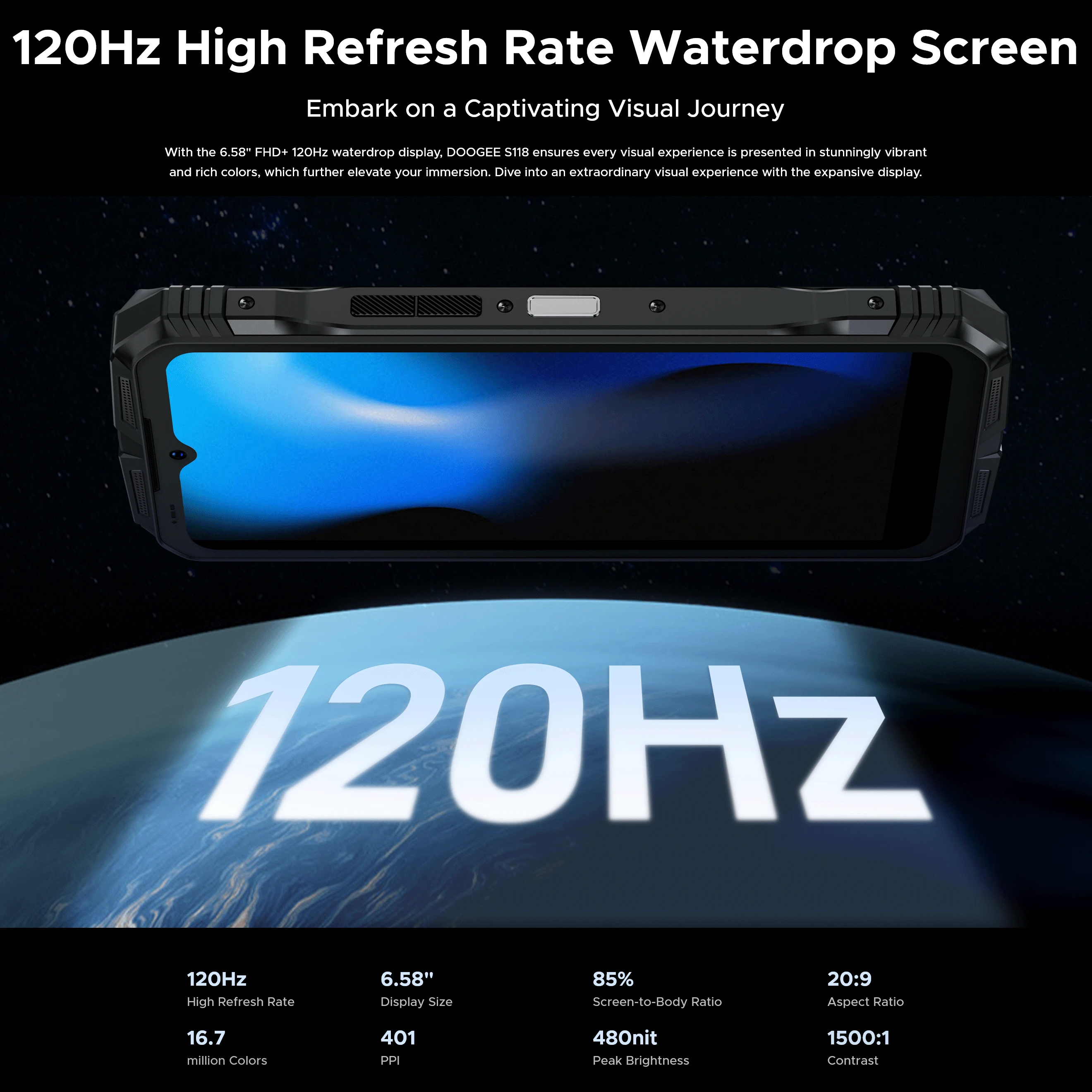Фото DOOGEE S118 — защищенный телефон с 6,58-дюймовым экраном FHD+, процессором Helio G99, портативным телефоном, 8 ГБ оперативной памяти + 512 ГБ встроенной памяти, аккумулятором 10800 мАч, тройным модулем 50 МП, Android 1 №3