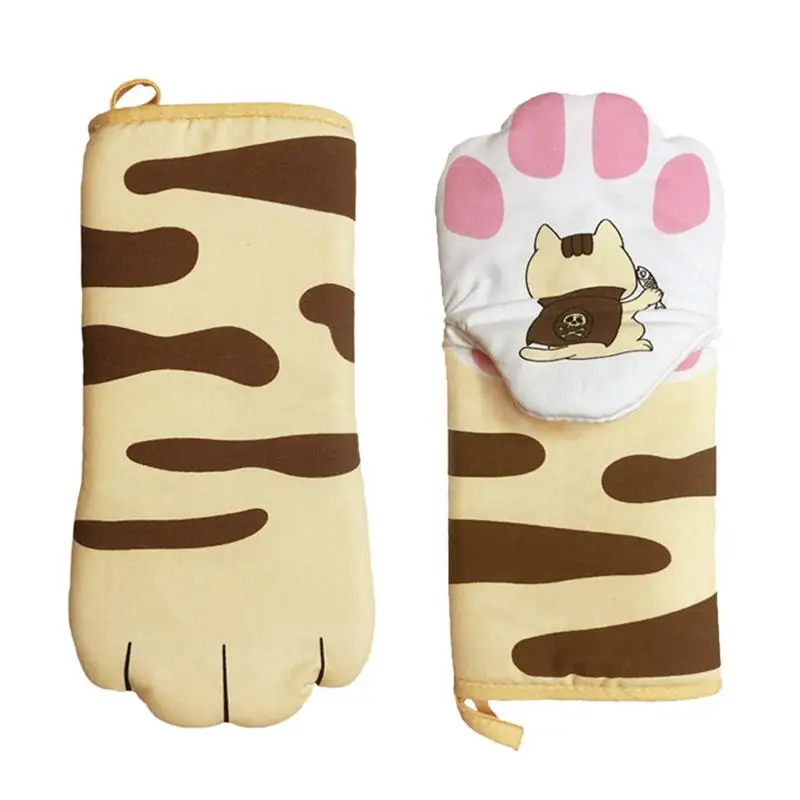 

2pcs Cotton Microwave Oven Glove Kitchen Cooking Oven Mitts Thickening Non-Slip Heat Insulation Baking Gloves