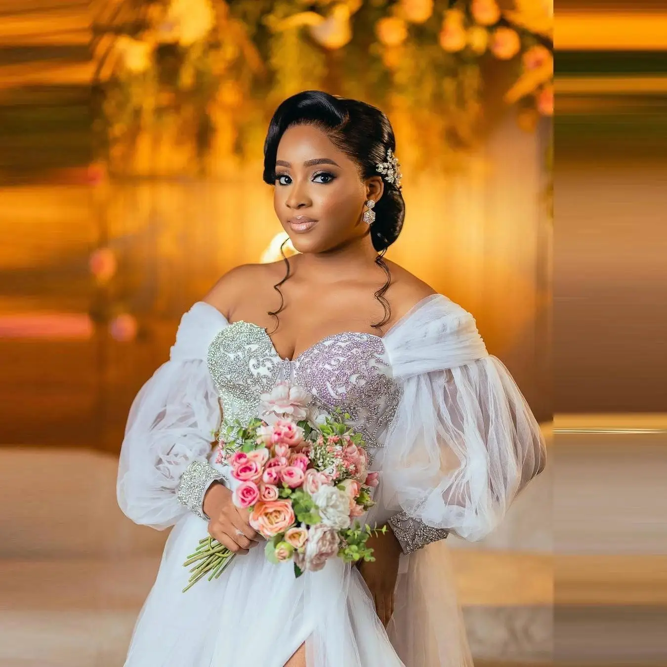 Африканское свадебное платье невесты со съемным кружевом русалка с длинным